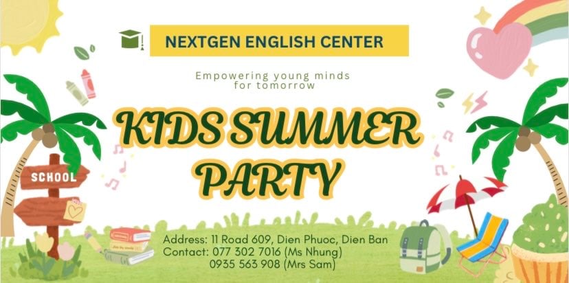 Poster chính thức sự kiện Kids Summer Party 2024 của NextGEN English Center
